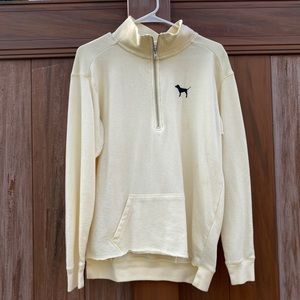 Light Yellow Pink Quarter Zip Sweater Womens XS